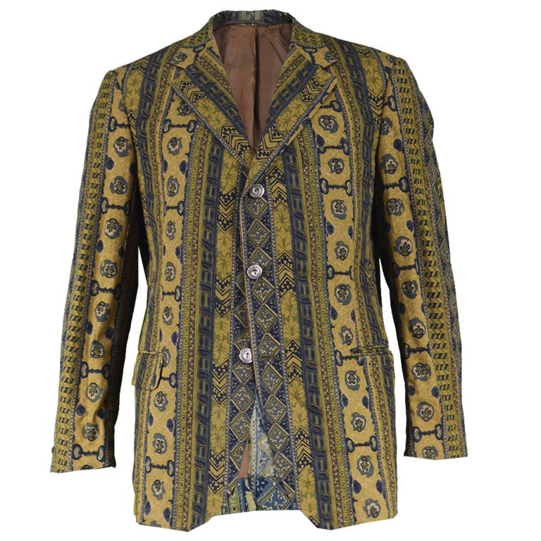 Men's Vintage Hand Printed Batik Cotton Blazer Jacket, 1960s For Sale ...