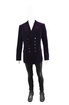 Gucci Herren dunkel lila Samt doppelreihig gespitzte Revers Abendessen Jacke