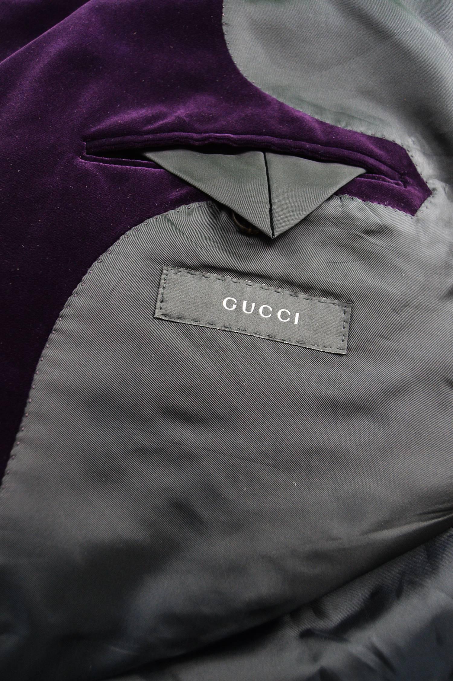 Gucci Men's Dark Purple Velvet Double Breasted Peaked Lapels Dinner Jacket 2