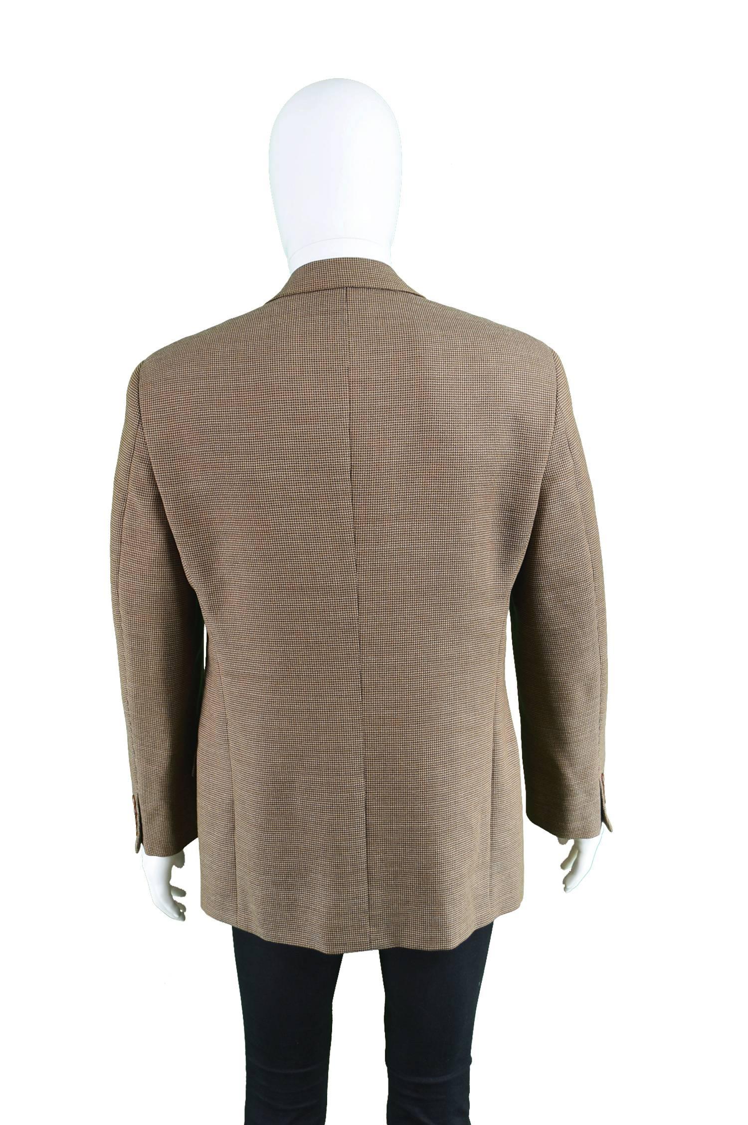 Valentino Vintage Men's Brown Woven Italian Wool Sportcoat, 1990s For Sale 3