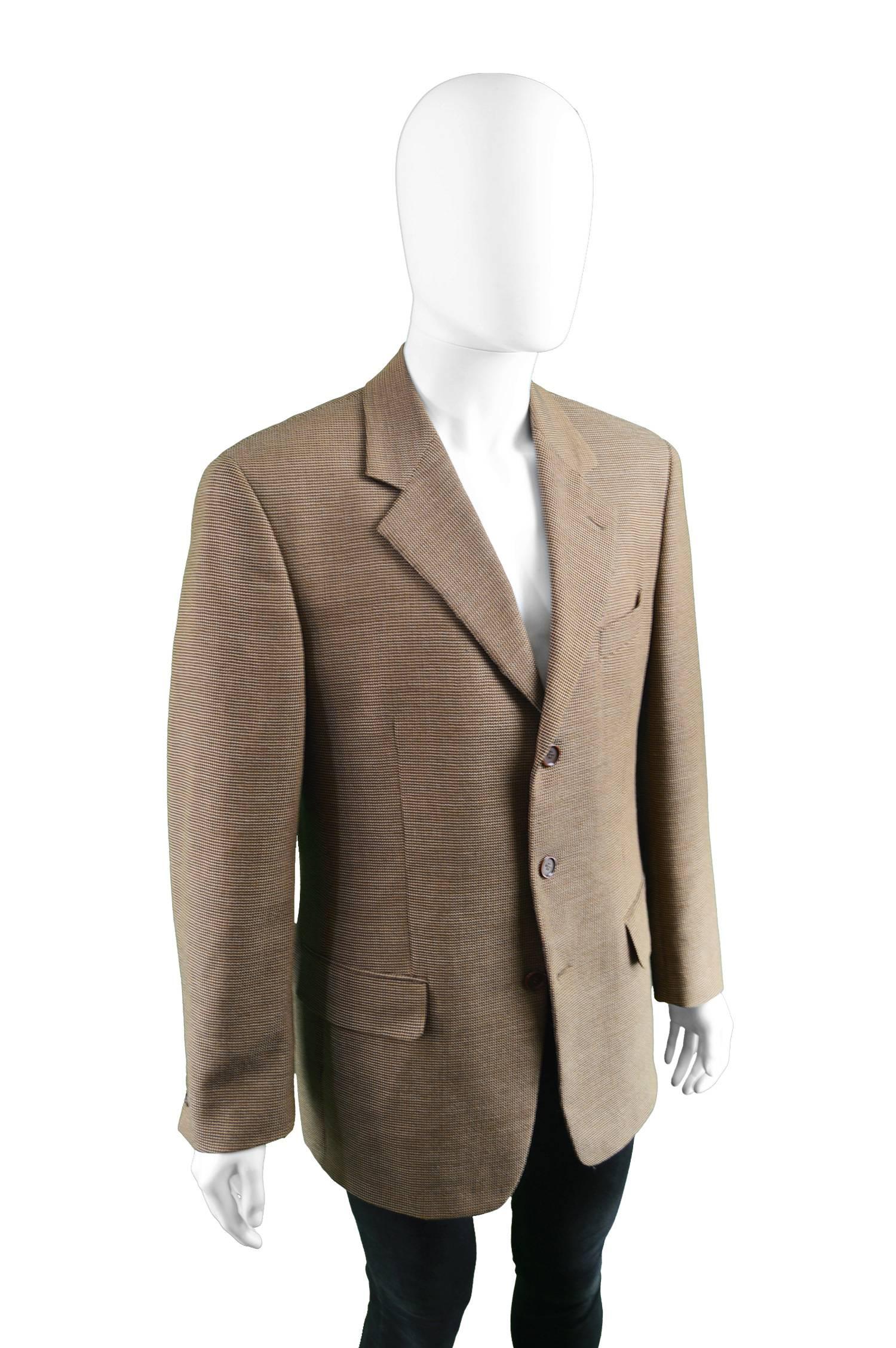 Valentino Vintage Men's Brown Woven Italian Wool Sportcoat, 1990s 1