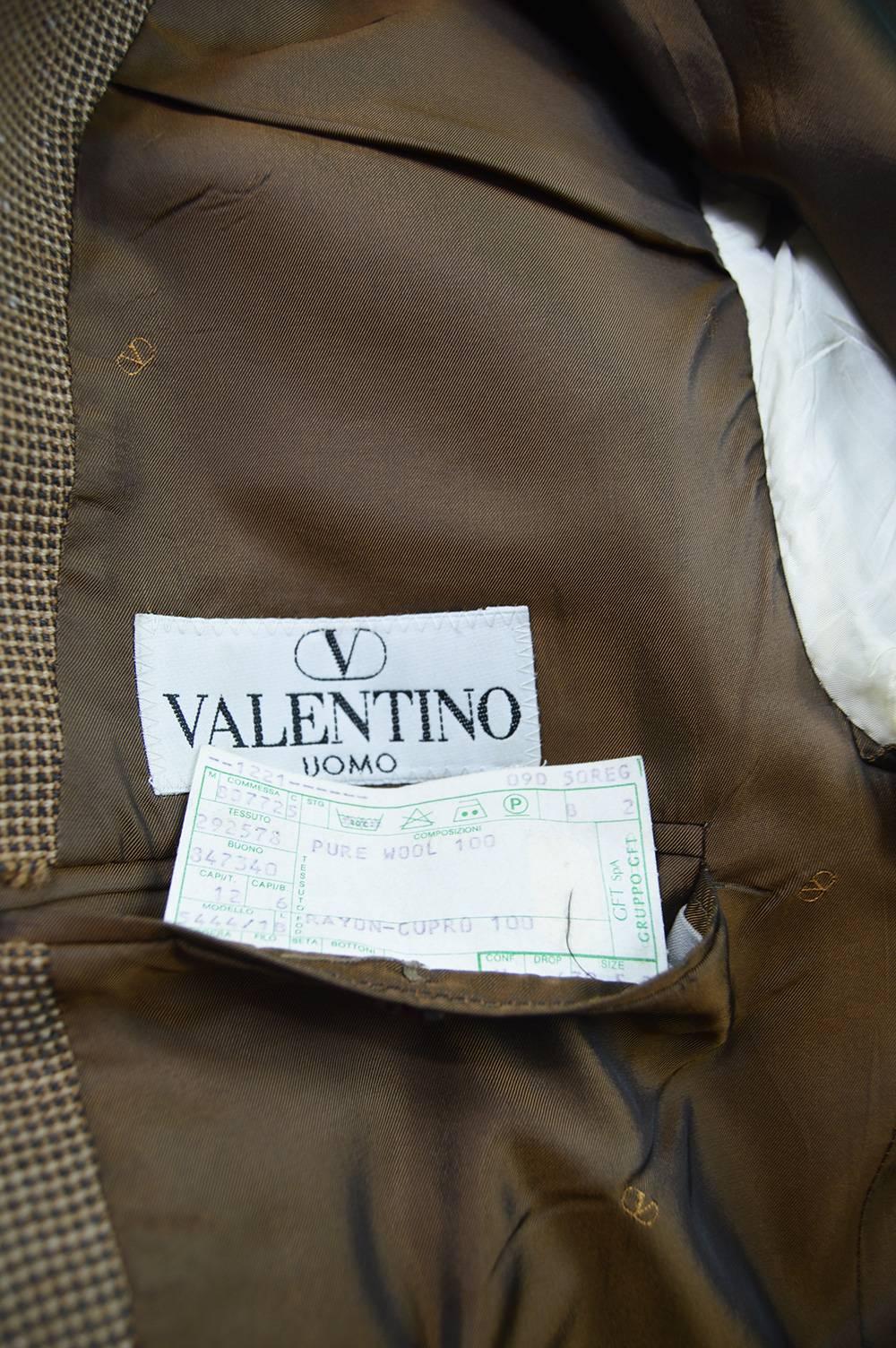 Valentino Vintage Men's Brown Woven Italian Wool Sportcoat, 1990s 4