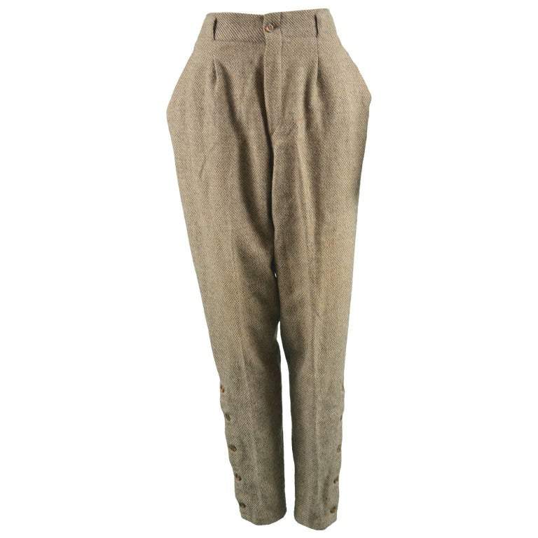 Gianni Versace wool 3-tuck tapered Pants Bottoms gray 54
