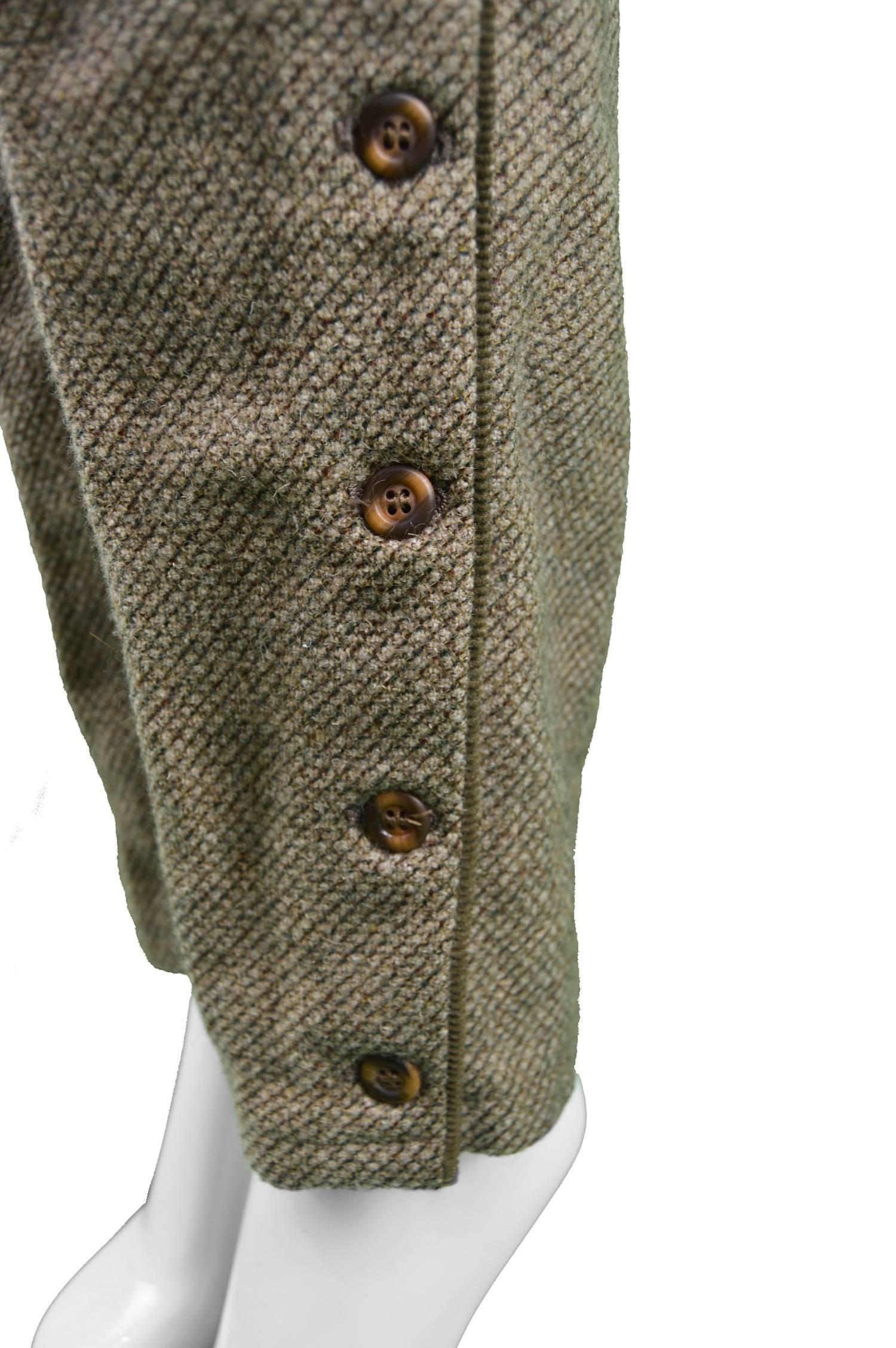 Gianni Versace Vintage Light Brown Tweed Tapered Leg Jodhpur Pants, 1980s 2