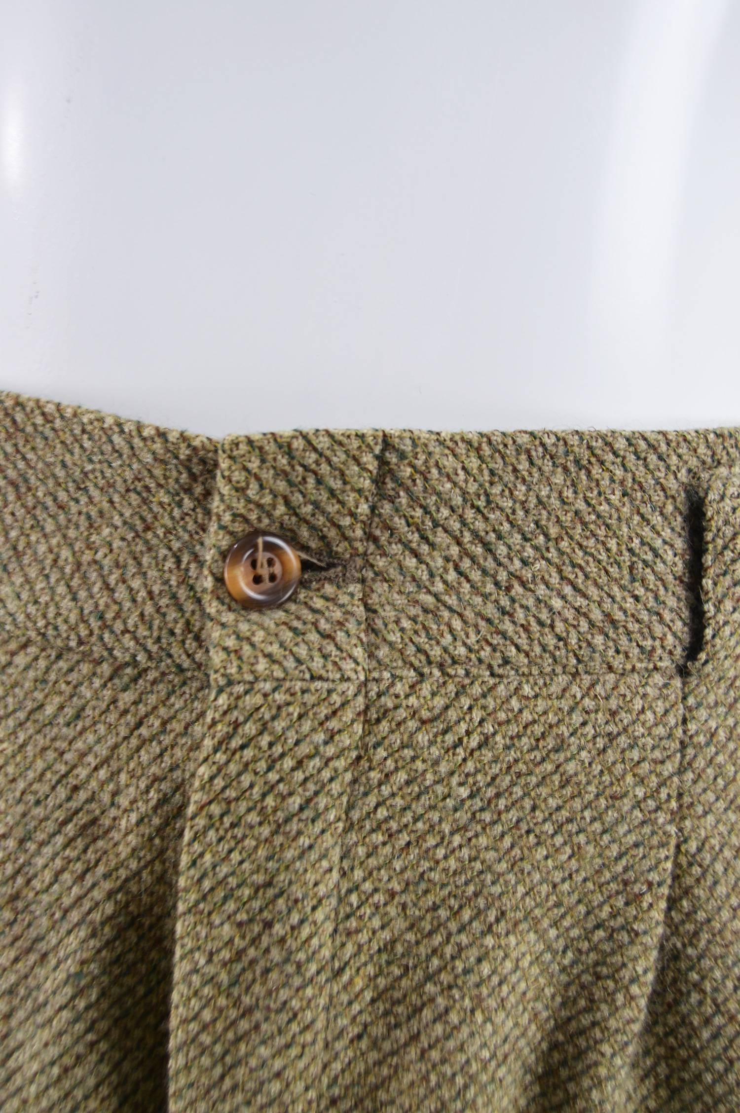 Women's Gianni Versace Vintage Light Brown Tweed Tapered Leg Jodhpur Pants, 1980s