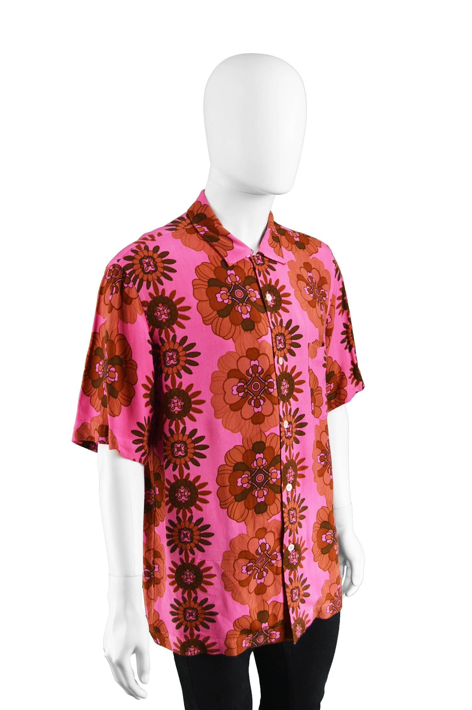 Comme Des Garcons Homme Plus Hand Dyed Pink Men's Rayon Shirt, Spring 2005 In Excellent Condition In Doncaster, South Yorkshire