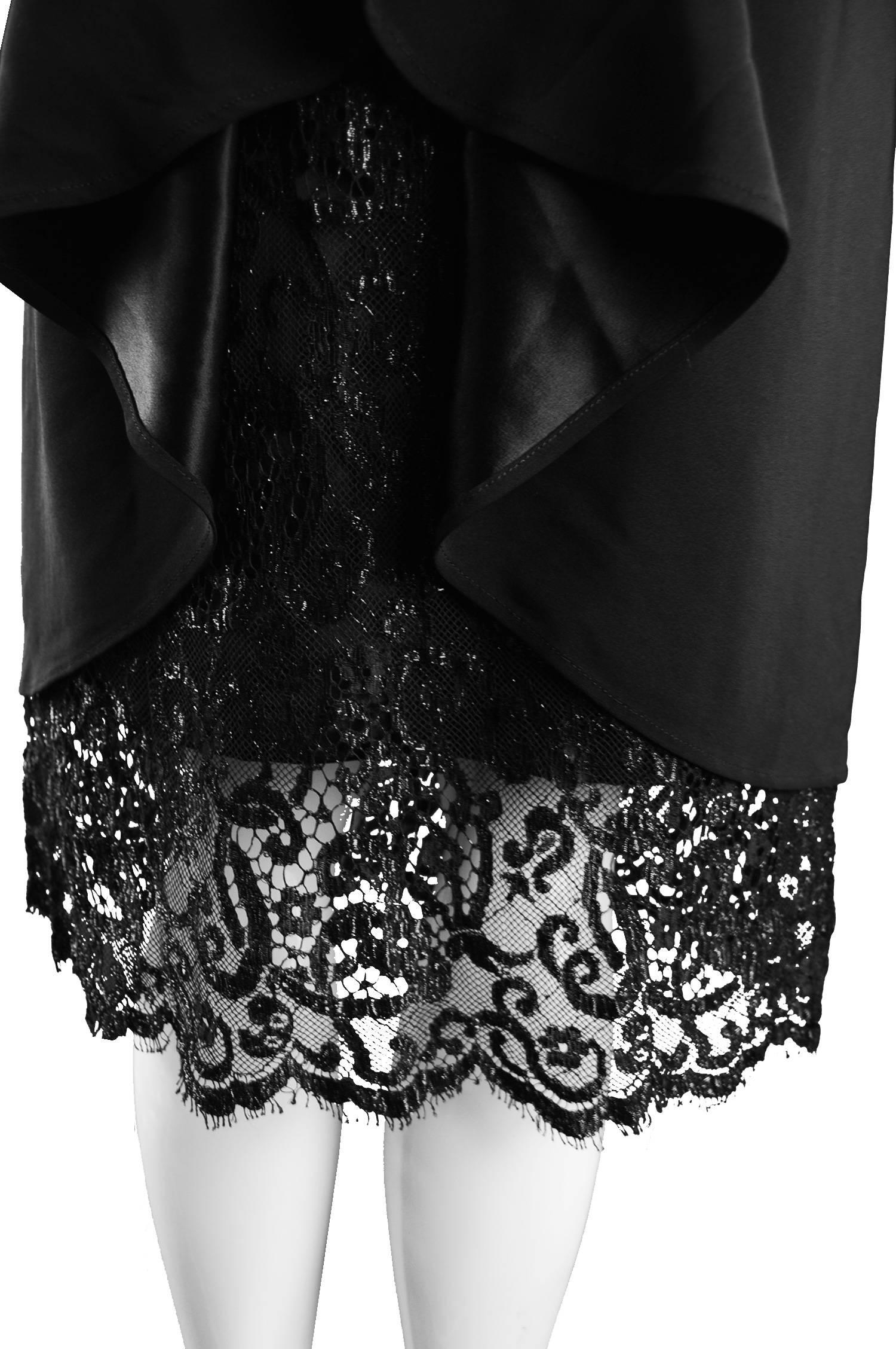 Christian Lacroix Vintage Black Lace and Satin Back Crepe Dress, 1990s For Sale 1