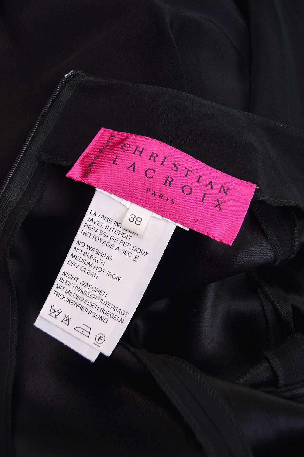 Christian Lacroix Vintage Black Lace and Satin Back Crepe Dress, 1990s For Sale 5