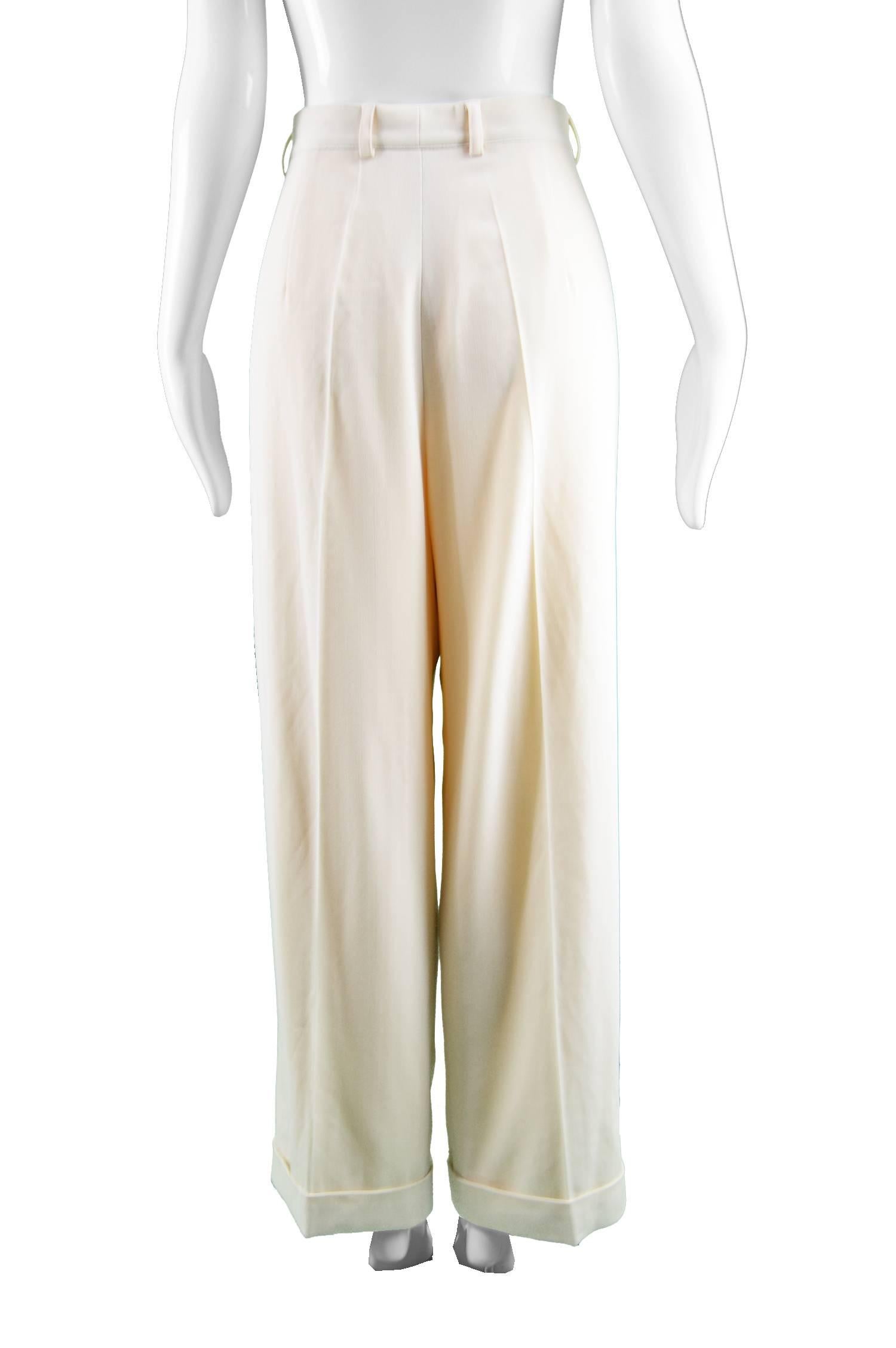 Escada Vintage Ladies Pure Wool High Waisted Wide Leg Pants, 1980s For Sale 2