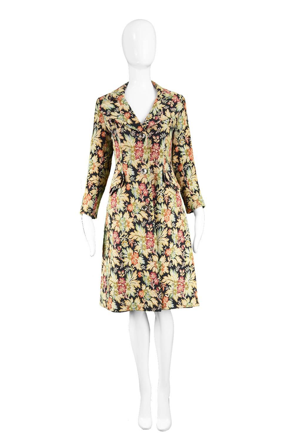 Vintage Miss Selfridge Bohemian Cotton Floral Tapestry Style Coat, 1970s

Estimated Size: UK 8/ US 4/ EU 36. Please check measurements
Bust - 34” / 86cm (allow a couple of inches room for movement)
Waist - 30” / 76cm
Hips - 36” / 91cm
Length