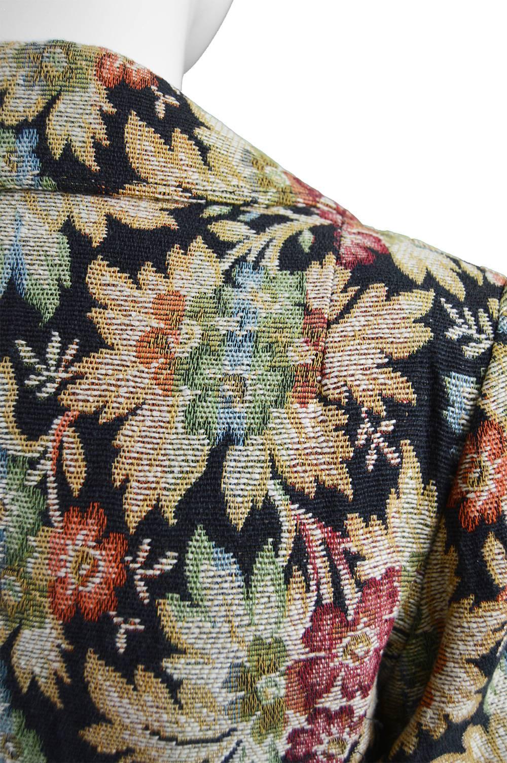 Vintage Selfridges Bohemian Cotton Floral Tapestry Style Coat, 1970s In Excellent Condition In Doncaster, South Yorkshire