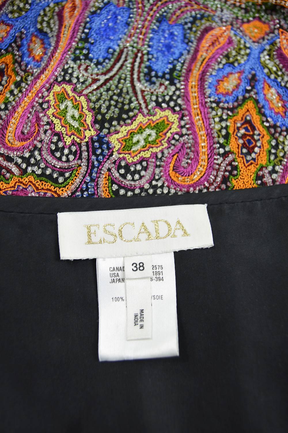 Escada Vintage Intricately Embroidered and Beaded Silk Mini Skirt, 1990s 3