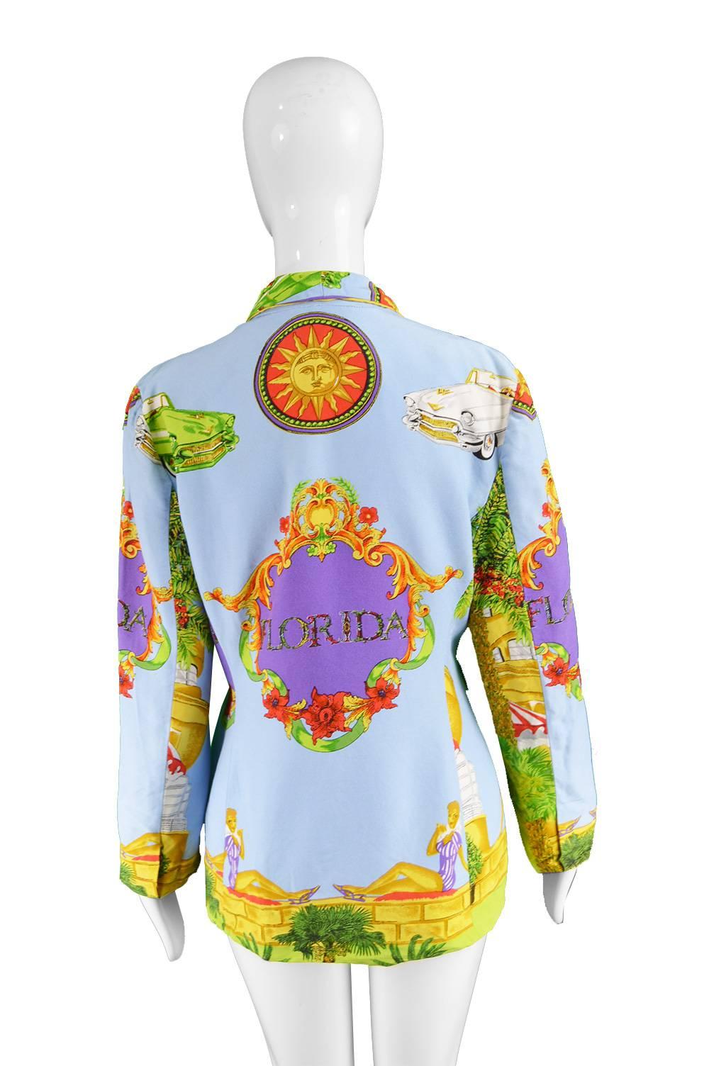 Kamosho by Marina Sitbon Vintage 'Florida' Print Blazer Jacket, 1990s 1