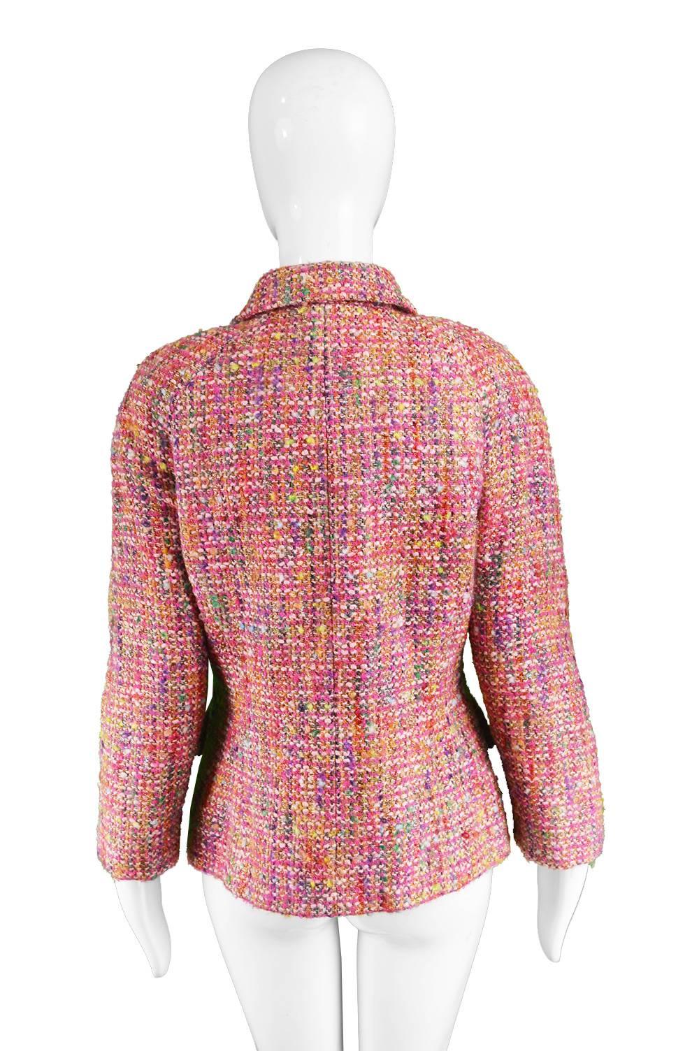 Guy Laroche Vintage Pink Wool, Mohair & Lurex Bouclé Tweed, 1990s 3