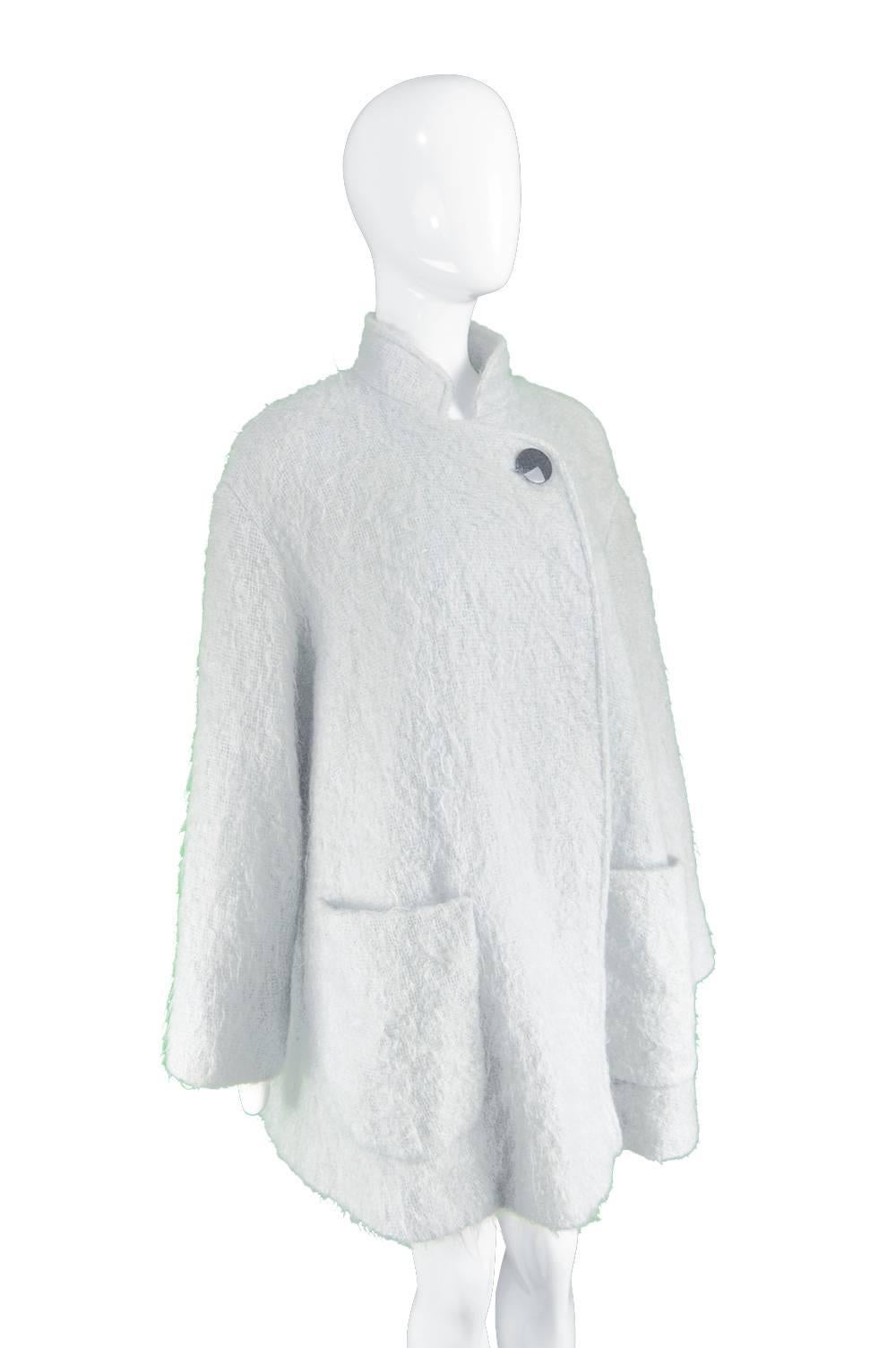 Guy Laroche Boutique Vintage Pale Blue Mohair Wool Swing Coat, 1980s For Sale 1