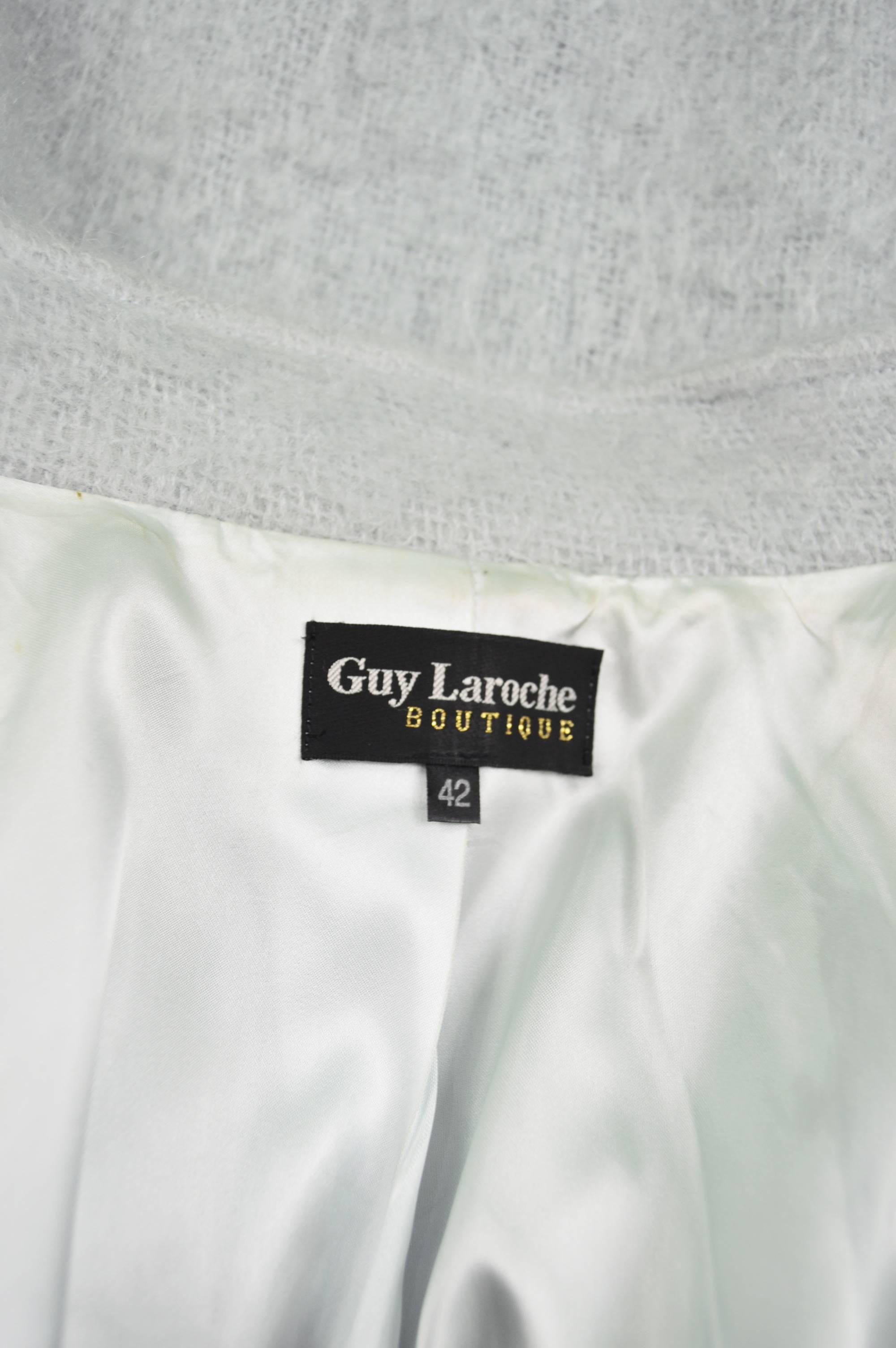 Guy Laroche Boutique Vintage Pale Blue Mohair Wool Swing Coat, 1980s 3