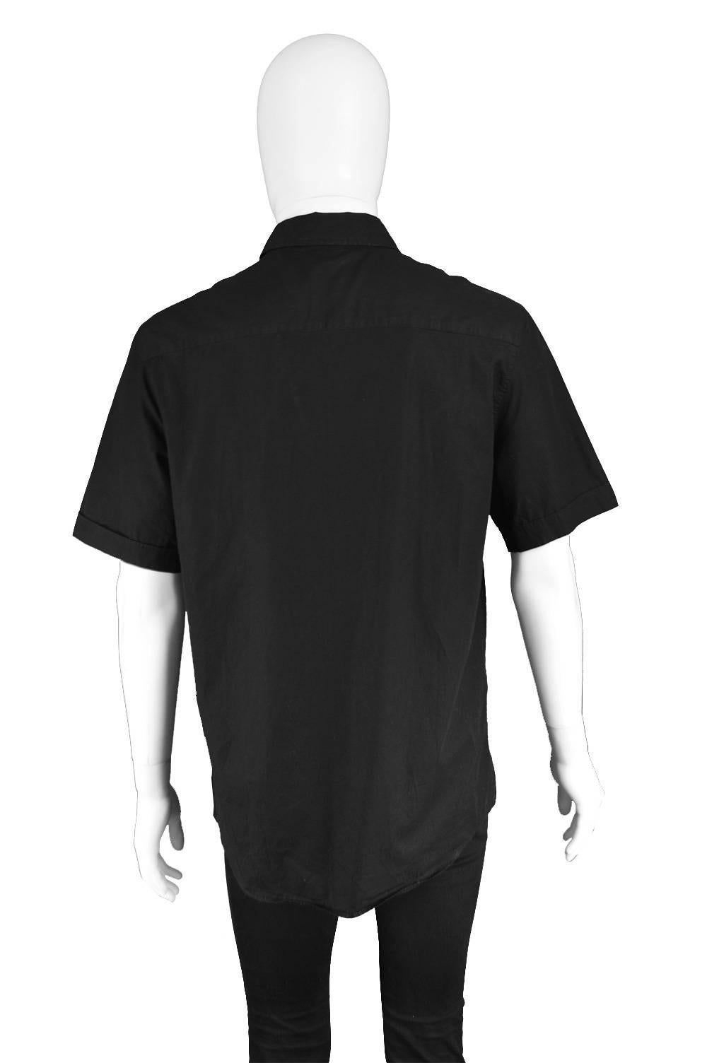 Moschino Men's Black Cotton Playing Card Short Sleeve Shirt, 1990s 4