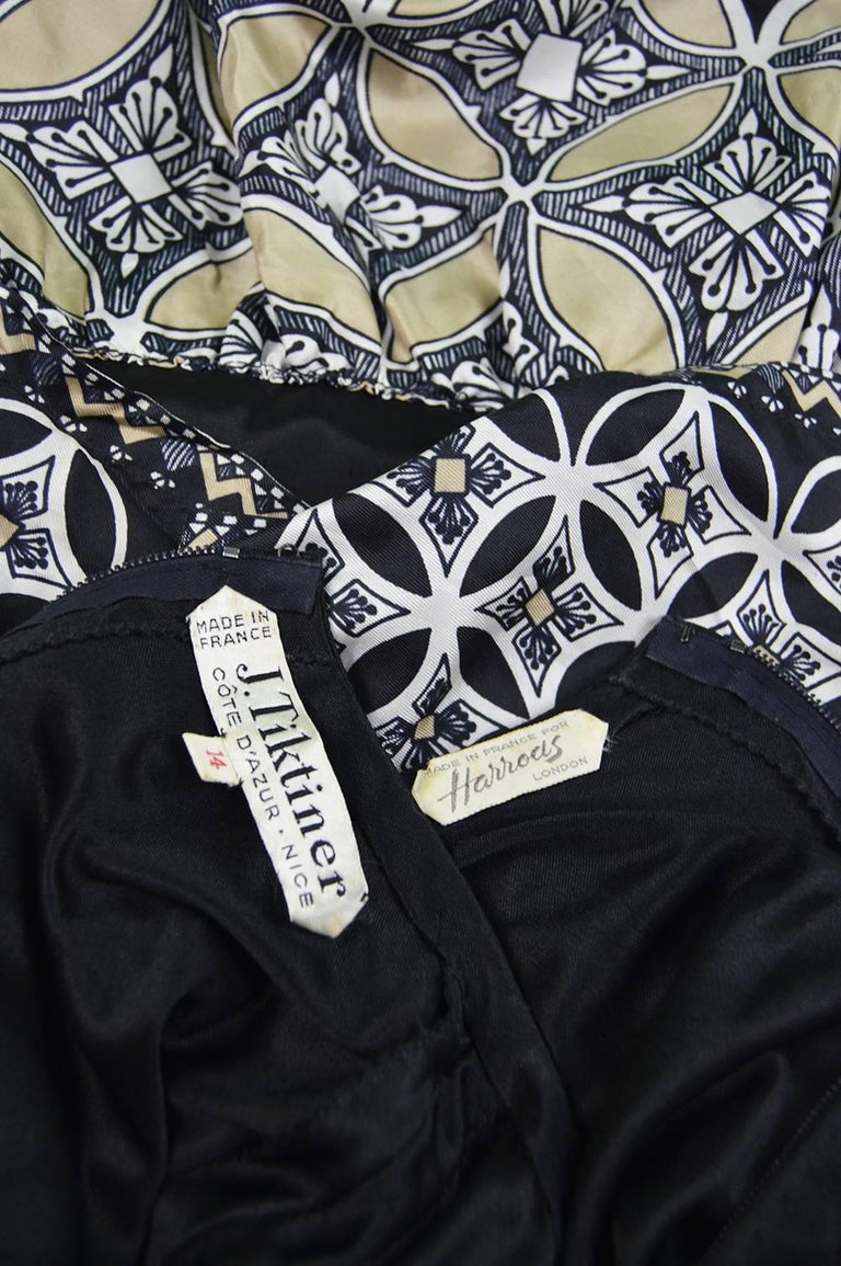 J Tiktiner for Harrods Vintage Silk Ruffle and Black Jersey Dress ...