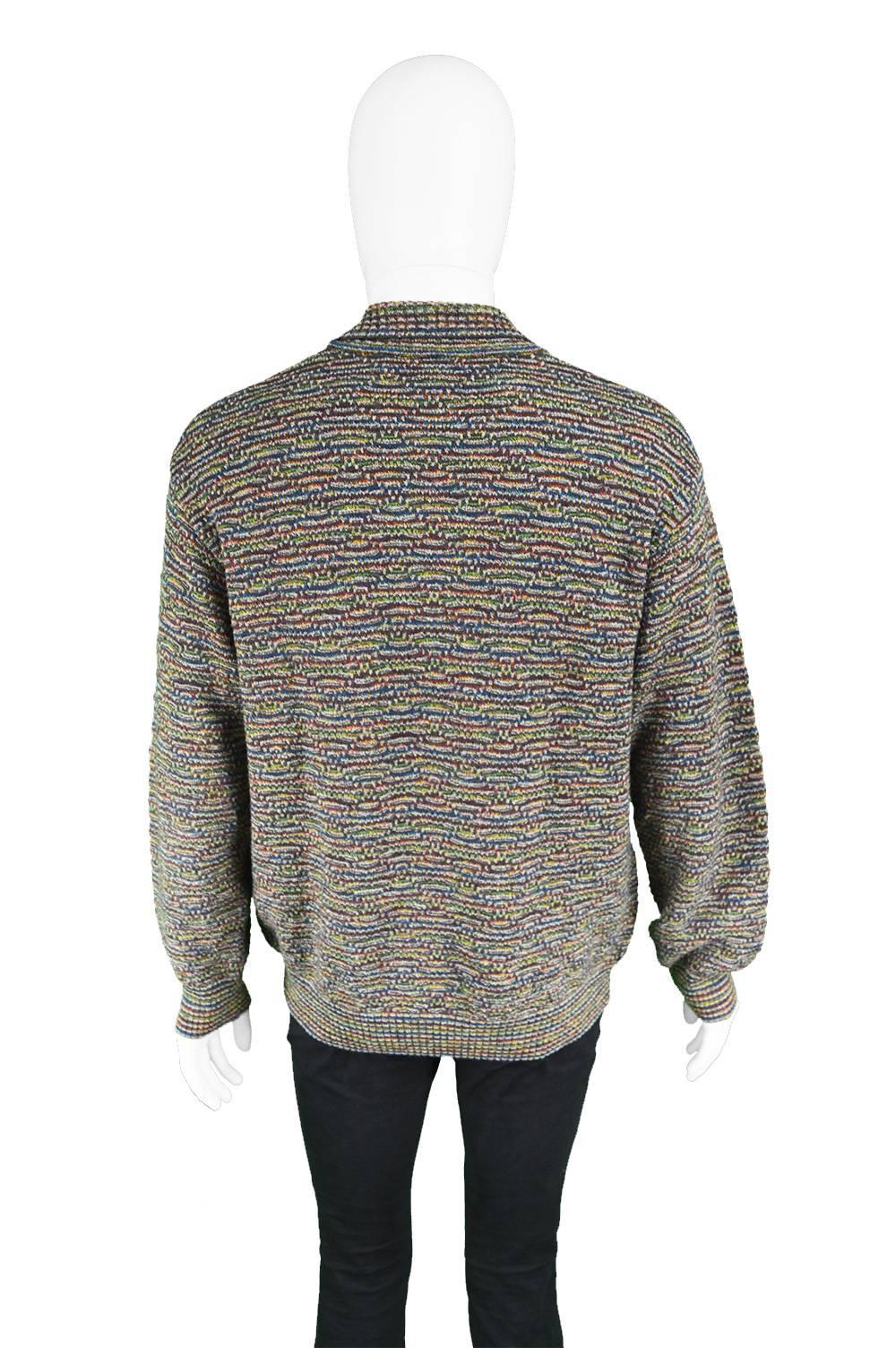 Missoni Men's Vintage Textured Wool, Acrylic & Alpaca Knit Sweater, 1990s For Sale 3
