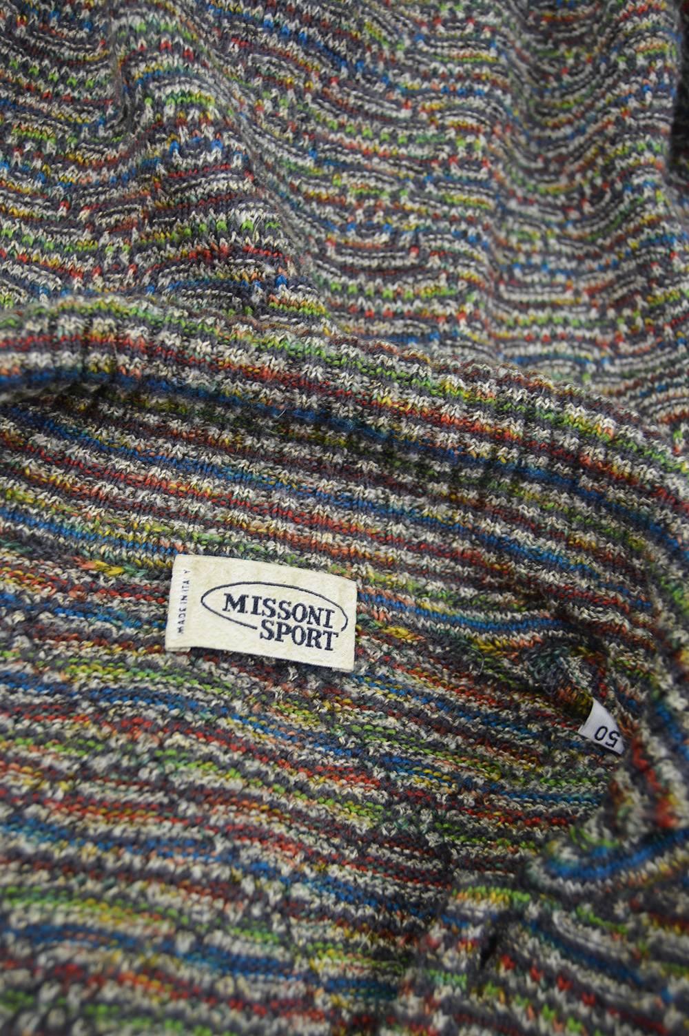 Missoni Men's Vintage Textured Wool, Acrylic & Alpaca Knit Sweater, 1990s For Sale 4