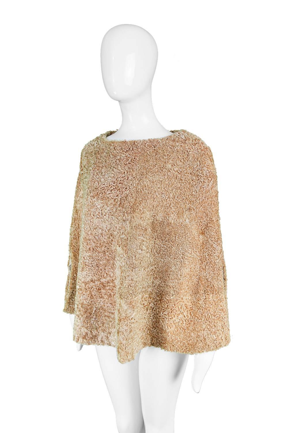 Zandra Rhodes for Pologeorgis Vintage Persian Lamb Fur Poncho Cape, 1990s 1