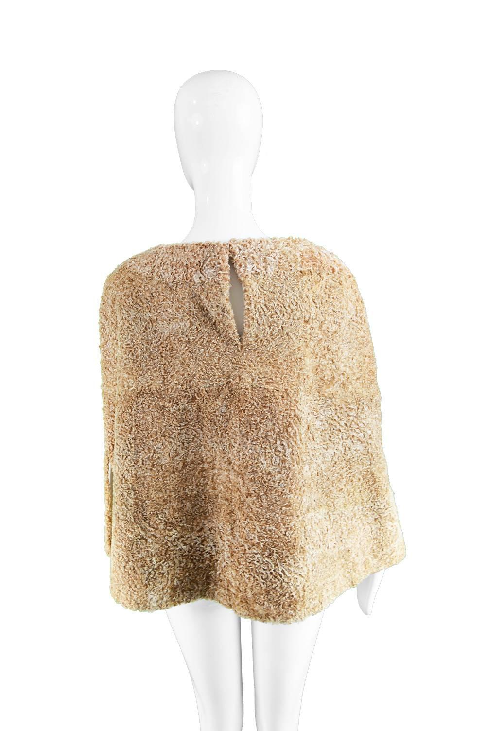 Zandra Rhodes for Pologeorgis Vintage Persian Lamb Fur Poncho Cape, 1990s 2