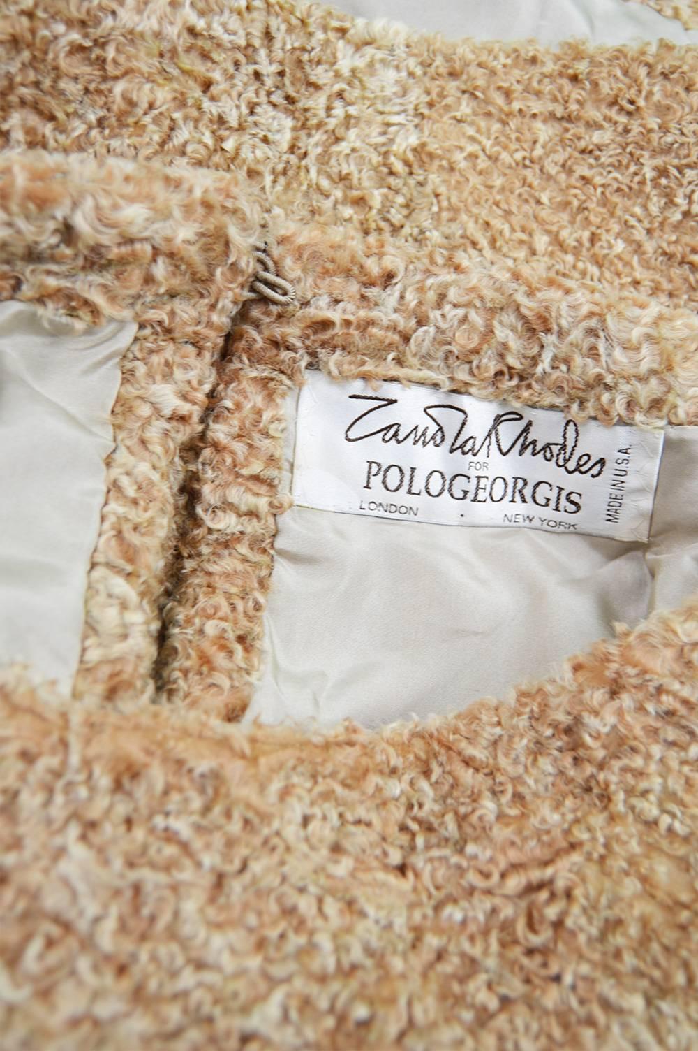 Zandra Rhodes for Pologeorgis Vintage Persian Lamb Fur Poncho Cape ...