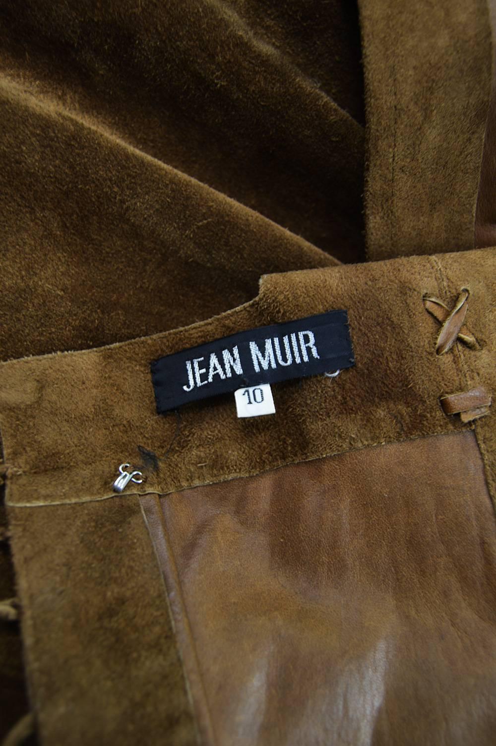 Jean Muir Brown Suede Vintage Sleeveless Pinafore Dress / Jacket, 1970s 5