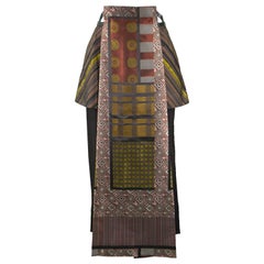 Kenzo Vintage Silk Blend Asian Panelled Brocade Avant Garde Maxi Skirt, 1990s 