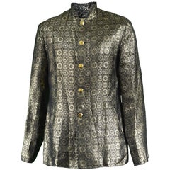 Men's Vintage Metallic Gold Brocade Nehru Collar Mod Jacket, 1960s