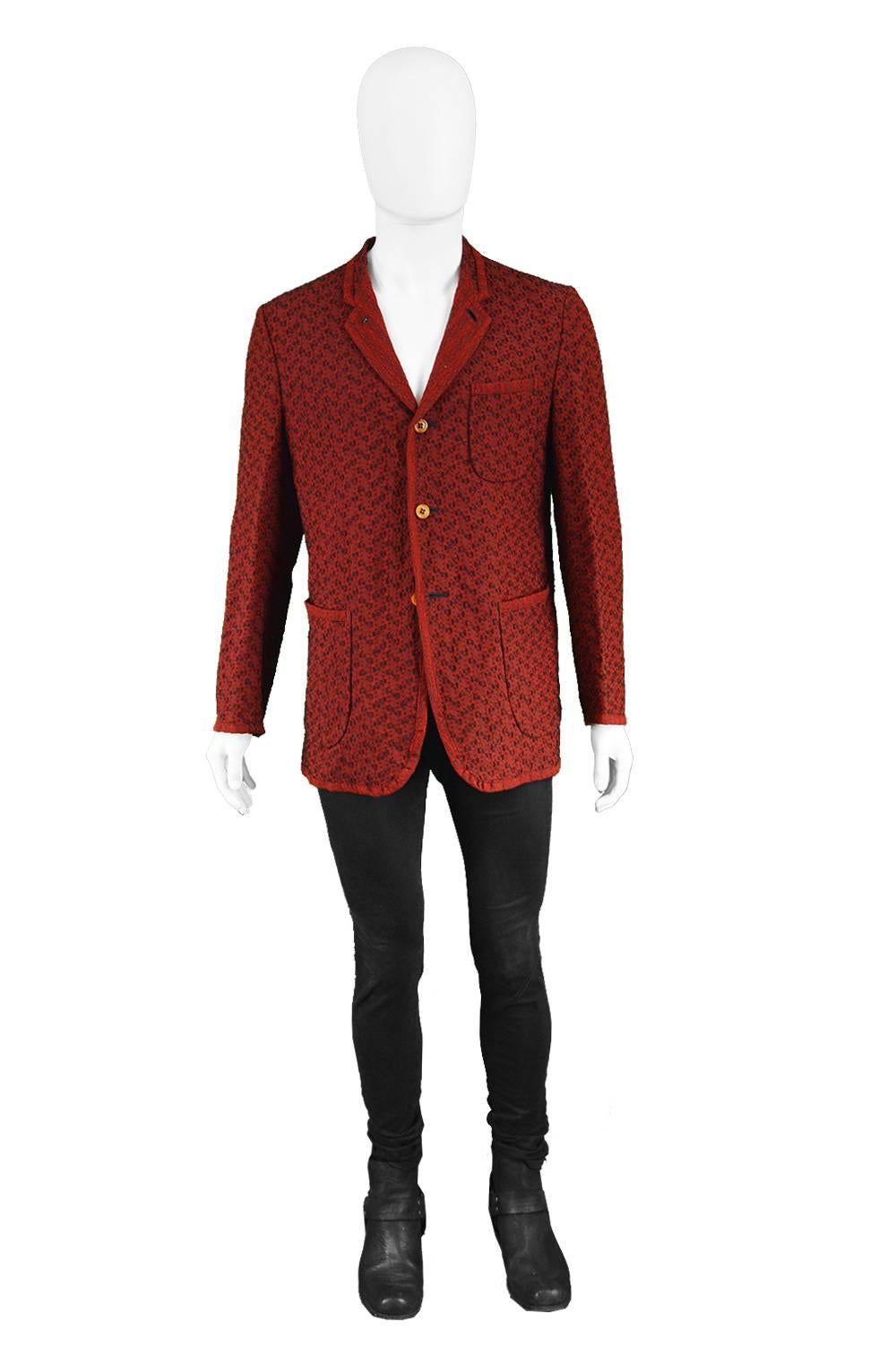 Comme Des Garcons Homme Plus Silk Wool Mohair Red Knit Mens Blazer Jacket

Size: Marked M. Please check measurements.
Chest - 40” / 101cm
Waist - 38” / 96cm
Length (Shoulder to Hem) - 29” / 73cm
Shoulder to Shoulder - 18” / 46cm
Sleeve Pit to Cuff -