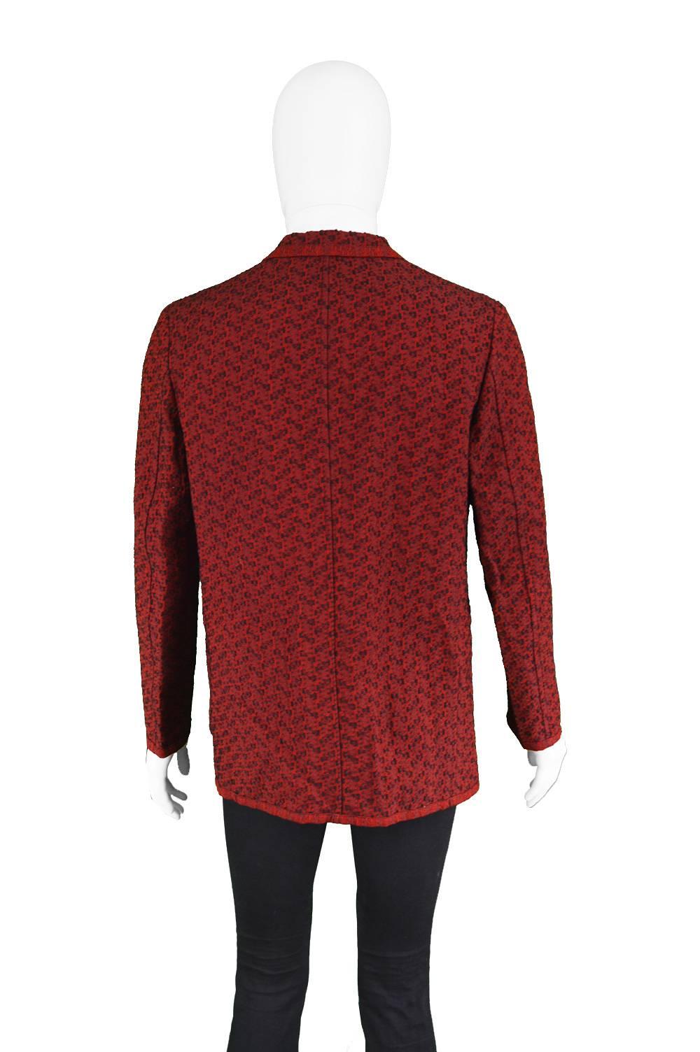 Comme Des Garcons Homme Plus Silk Wool Mohair Red Knit Men's Blazer Jacket 1