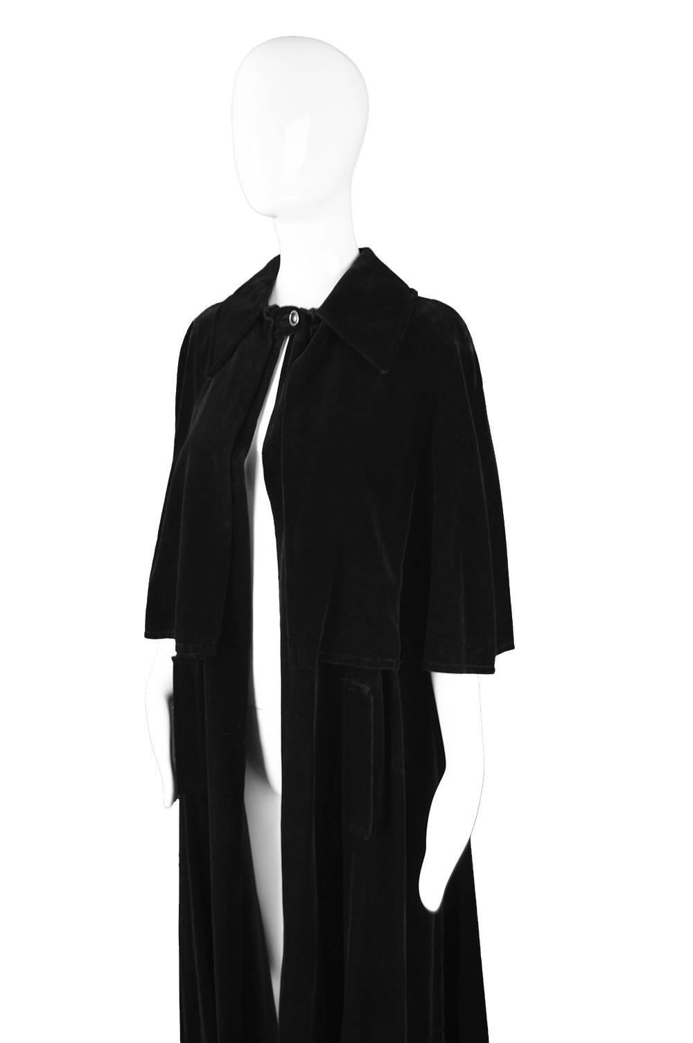 Women's Louis Feraud Full Length Black Velvet Cape Cloak, 1960s