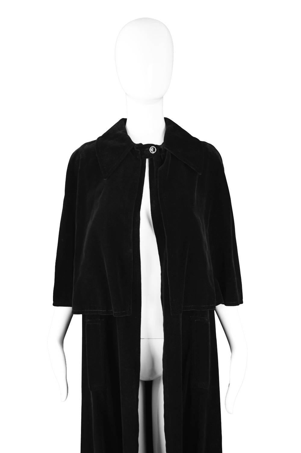 Louis Feraud Full Length Black Velvet Cape Cloak, 1960s 2