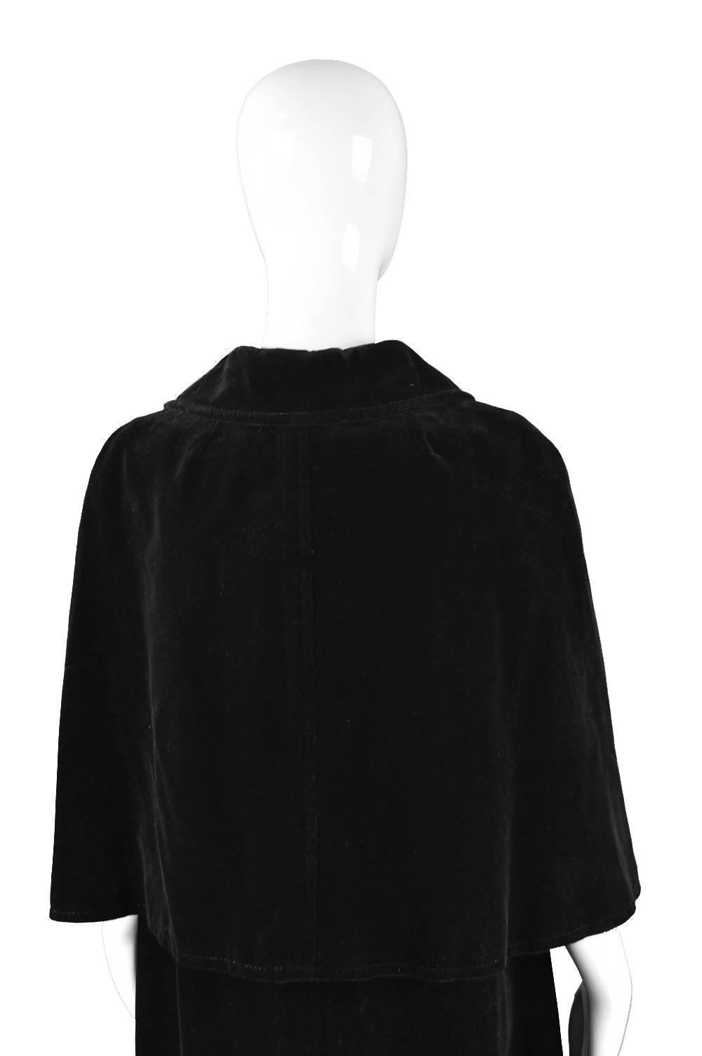 Louis Feraud Full Length Black Velvet Cape Cloak, 1960s 3