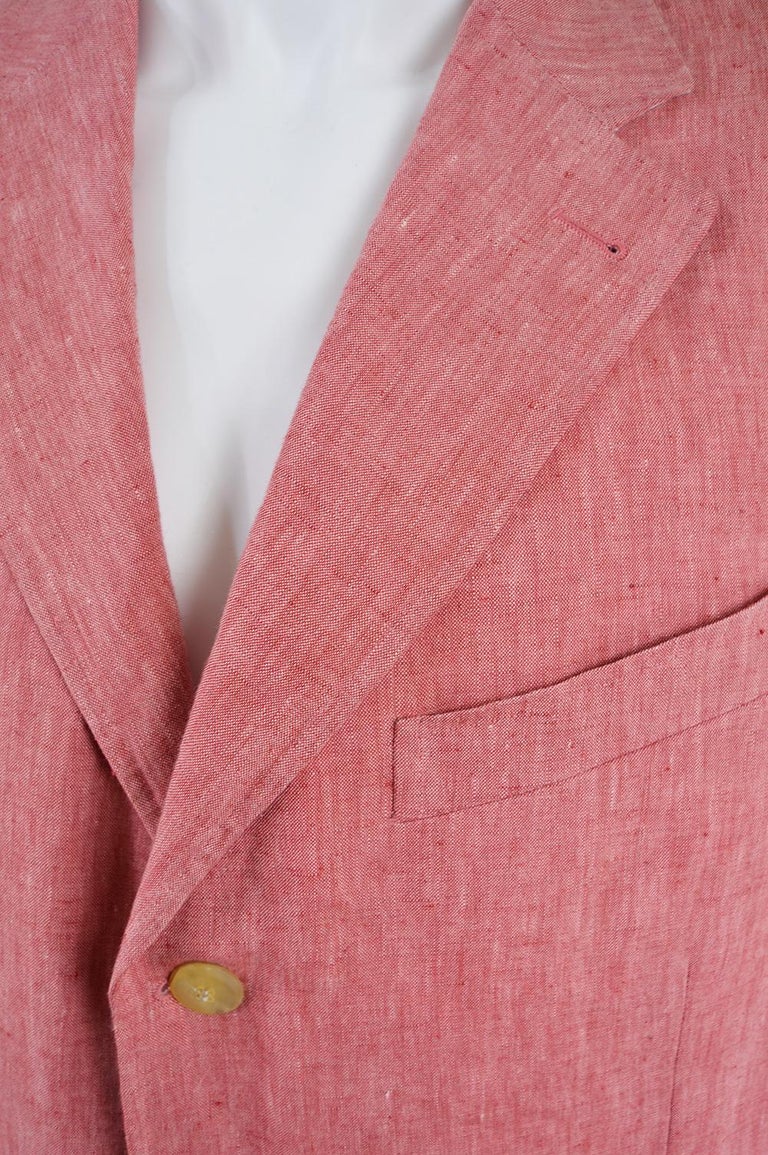 Canali for Holt Renfrew Men's Salmon Pink Linen Sport Coat Blazer