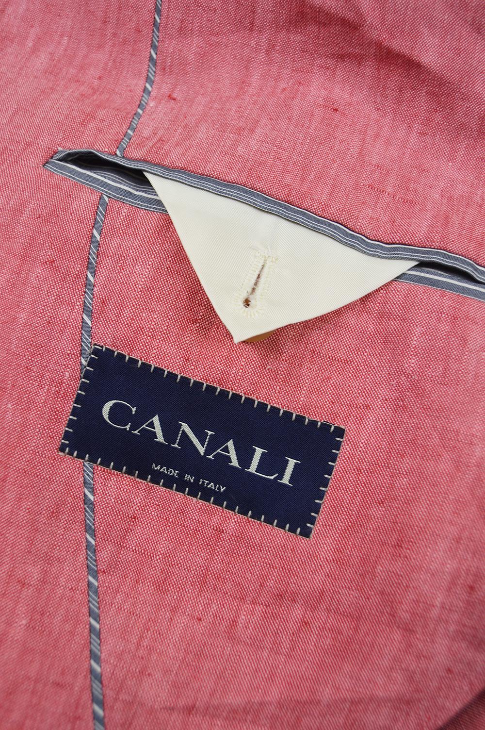 Canali for Holt Renfrew Men's Salmon Pink Linen Sport Coat Blazer Jacket 44R 1