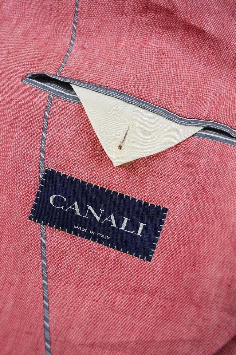 Canali for Holt Renfrew Men's Salmon Pink Linen Sport Coat Blazer