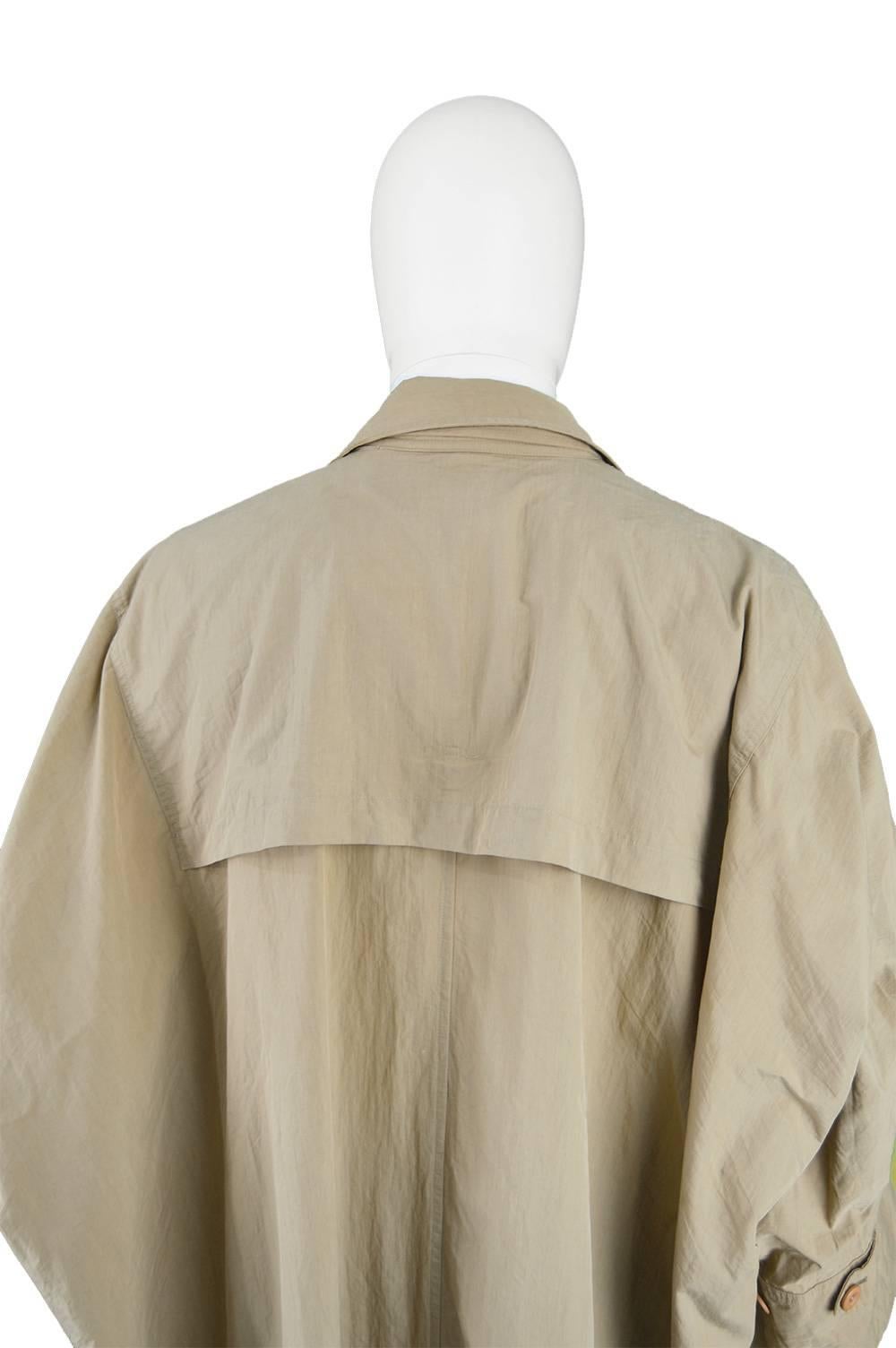 Issey Miyake Men's Rare Vintage Oversized Khaki Lightweight Windcoat, 1980s 2