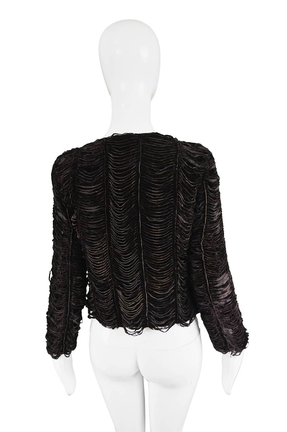 Jean Paul Gaultier Vintage 1990's Shredded Distressed Black Velvet Jacket For Sale 1