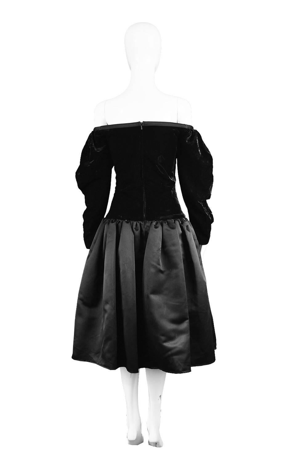 Louis Féraud Vintage Off the Shoulder Velvet/Satin Party Dress, 1988 For Sale 1