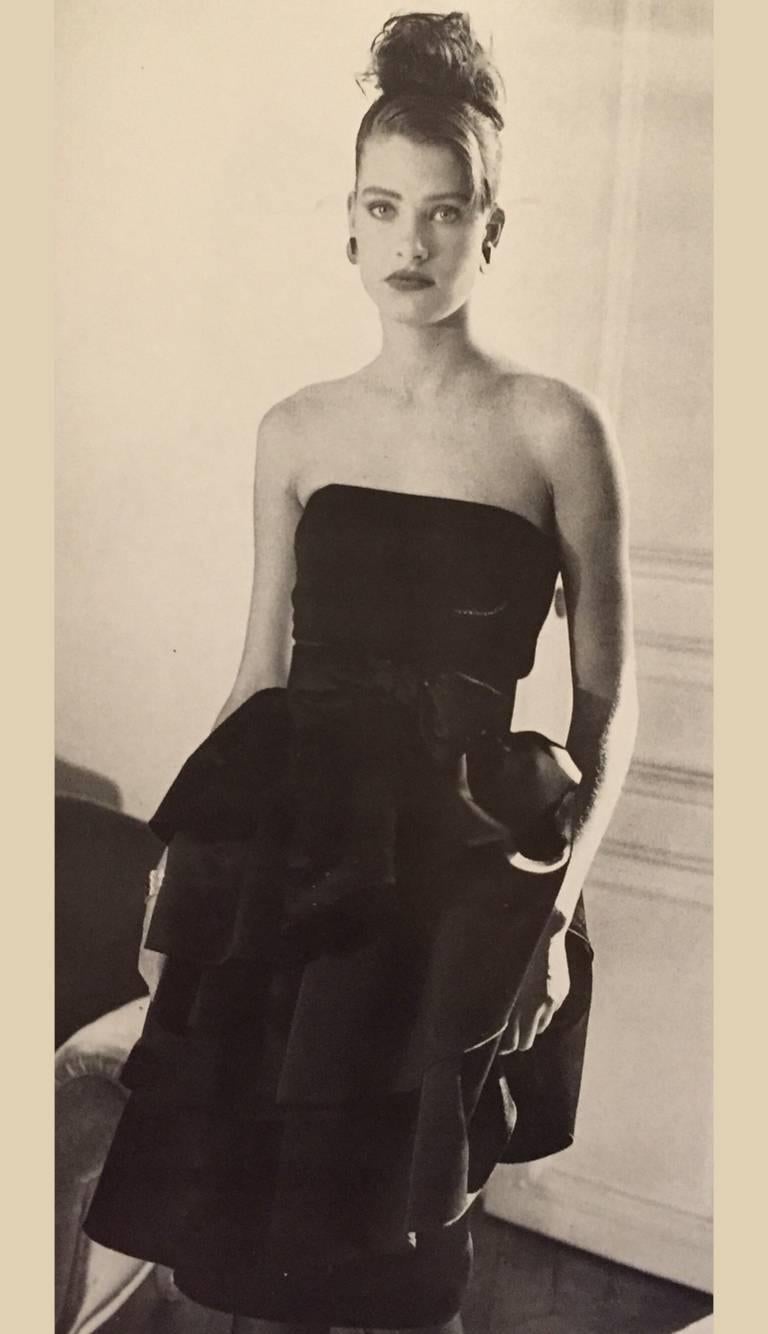 Louis Feraud Documented Vintage 1987 Strapless Satin Cocktail Party Dress 3