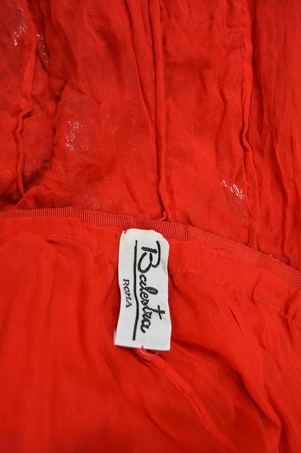 Renato Balestra Italian Haute Couture Beaded Red Silk Flamenco Gown, A / W 1997 5