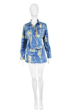 Krizia Vintage Trompe L'oeil Distressed Stretch Denim and Snakeskin Print Set