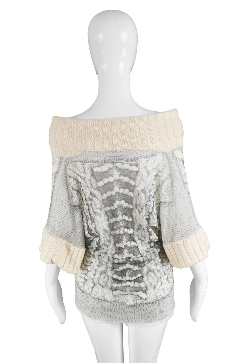 Jean Paul Gaultier Vintage Trompe L'oeil Cable Knit Sheer Mesh Sweater 2