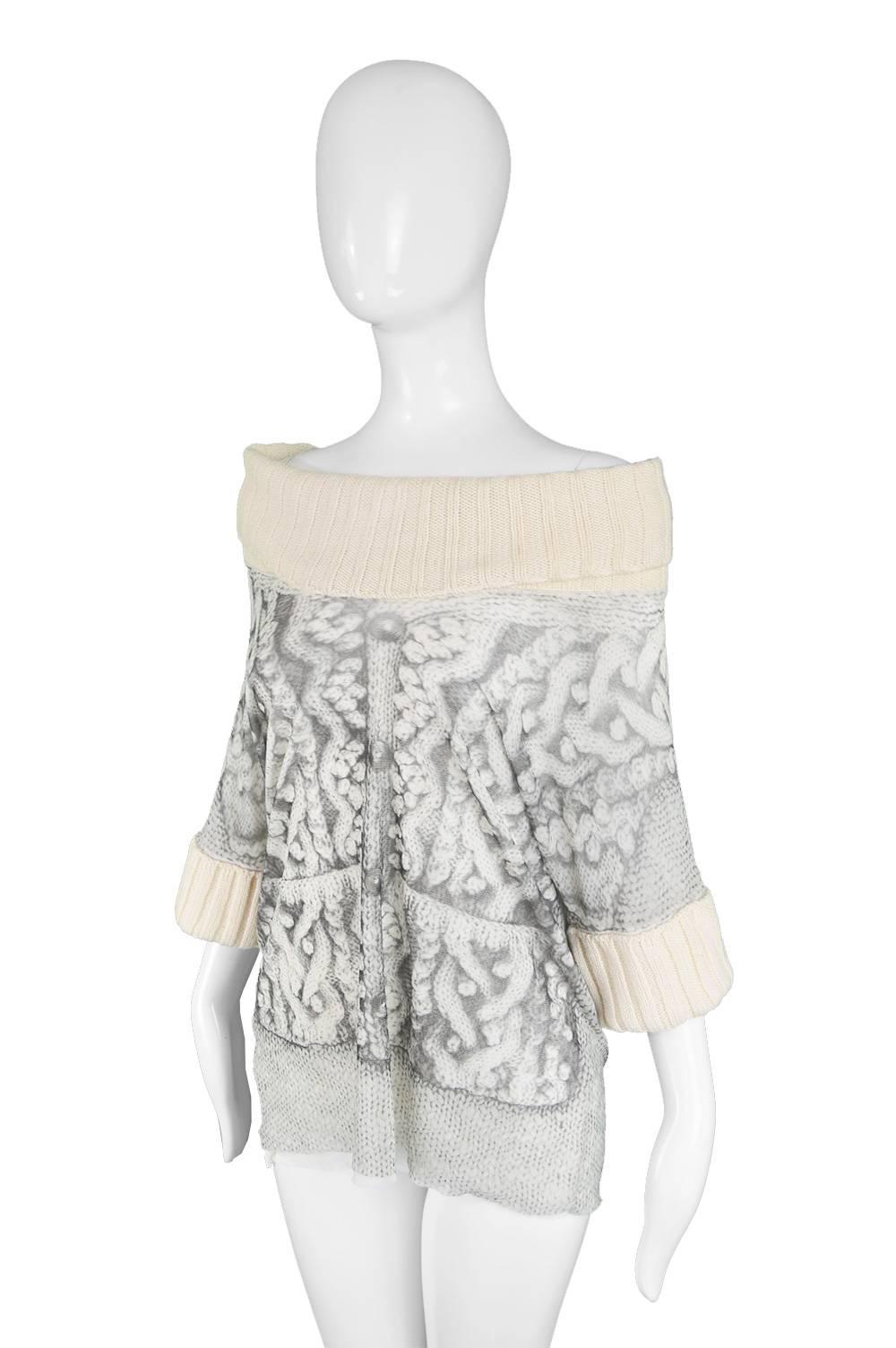 Jean Paul Gaultier Vintage Trompe L'oeil Cable Knit Sheer Mesh Sweater In Excellent Condition In Doncaster, South Yorkshire