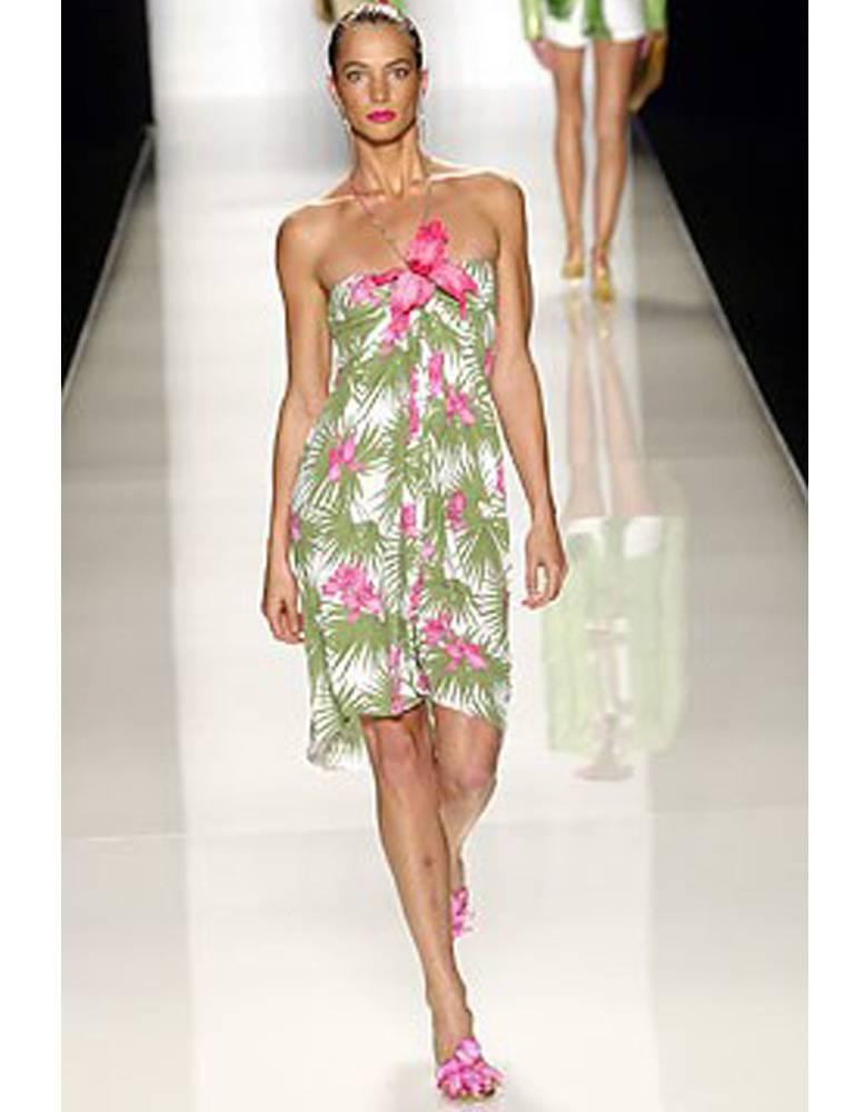 Céline by Michael Kors White Jersey Tropical Halter Dress, S / S 2004 3
