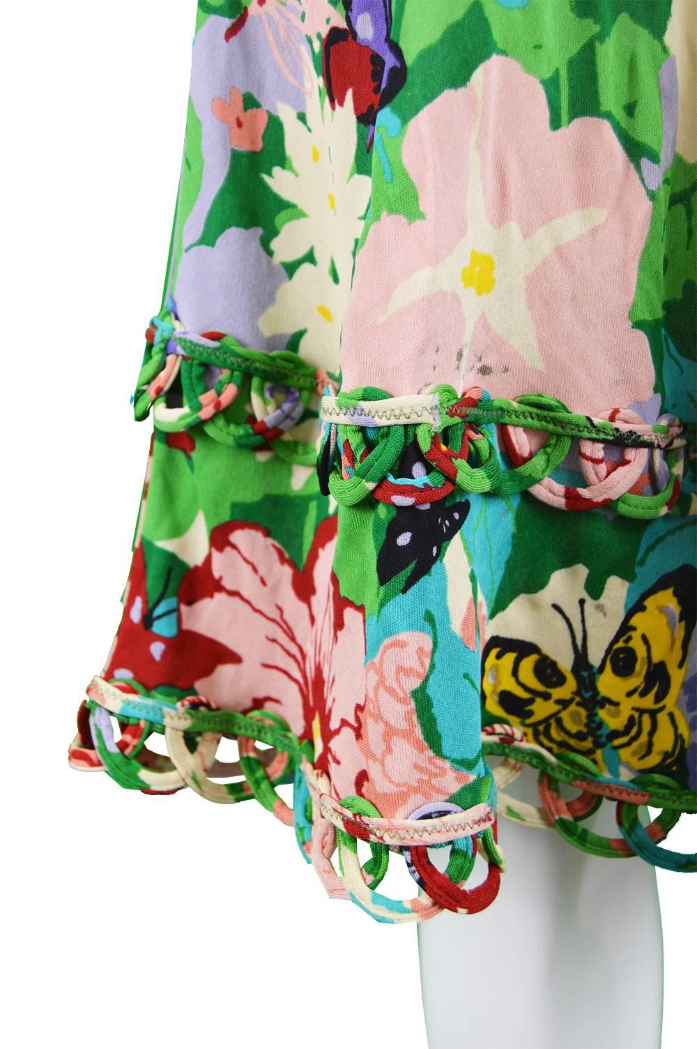 Ken Scott Brightly Printed Tropical Backless Halterneck Jersey Dress For Sale 1