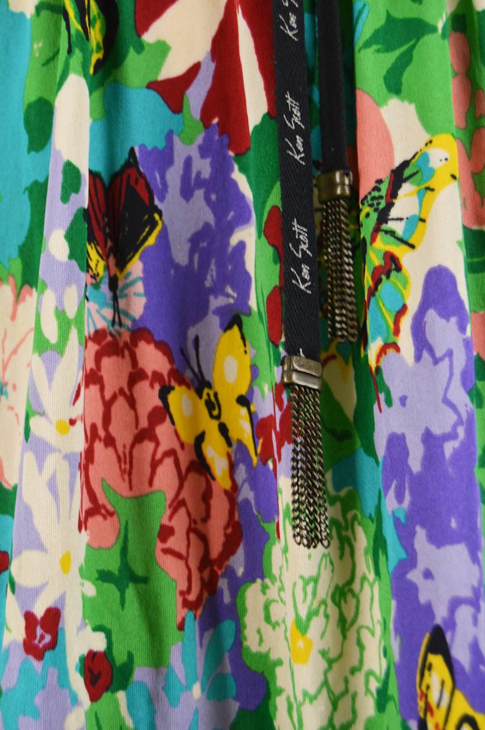 Ken Scott Brightly Printed Tropical Backless Halterneck Jersey Dress For Sale 2