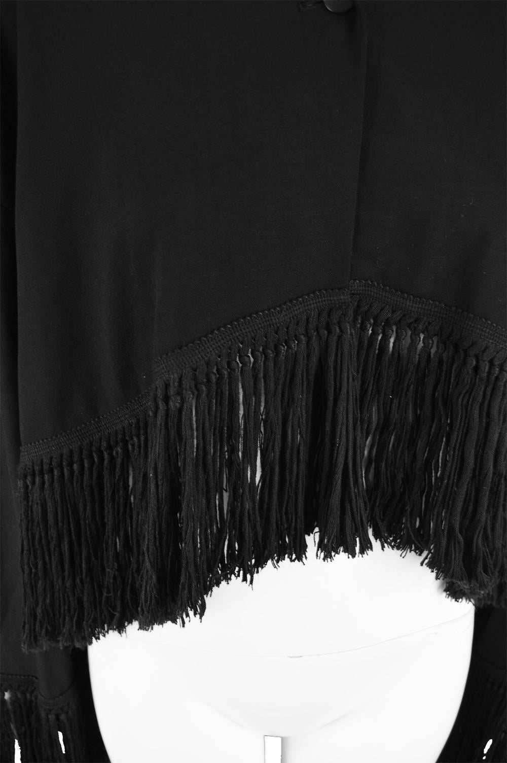 Romeo Gigli for Callaghan Knotted Fringed Black Stretch Wool Jacket, 1990s  In Excellent Condition For Sale In Doncaster, South Yorkshire